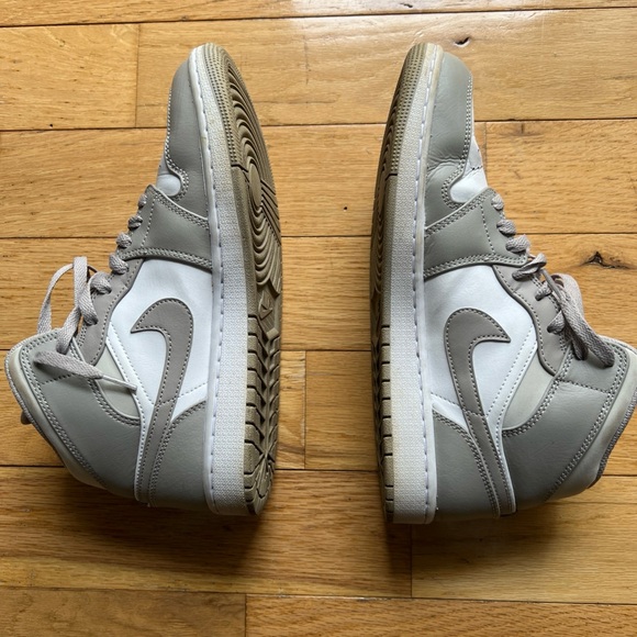 Nike Jordan 1 Mid White and Beige Sneakers - Picture 2 of 6